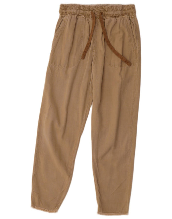 Schmale, kurze Hose von Zara für Damen, XS, W24, L25, Beige, Lyocell
