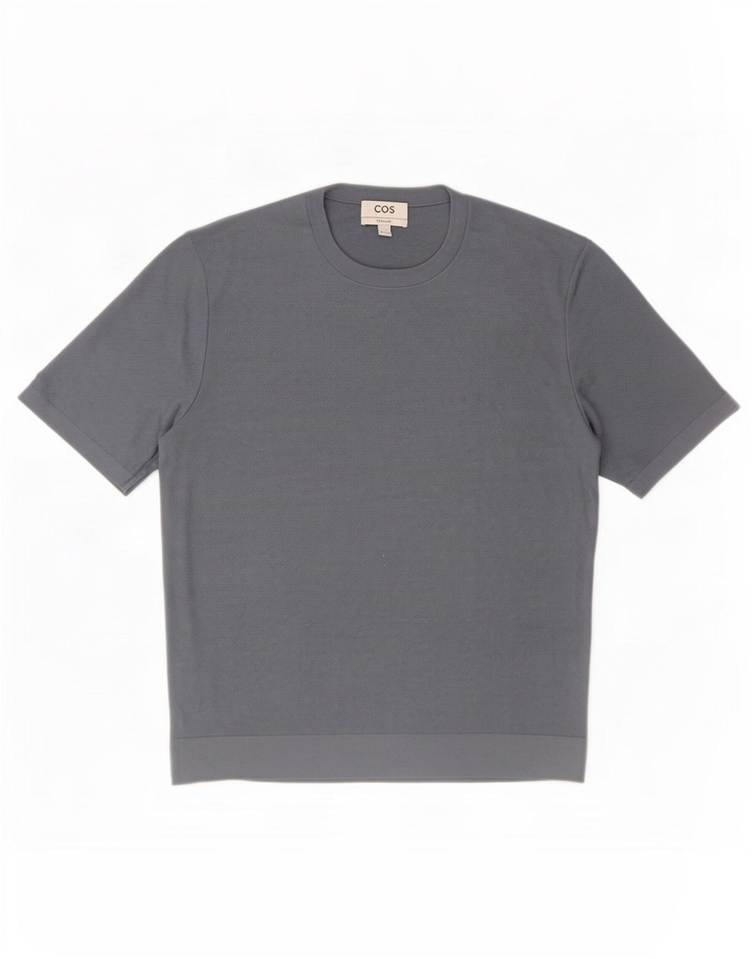 Cos Herren-T-Shirt-Oberteil, normal, mittelblaue Seide