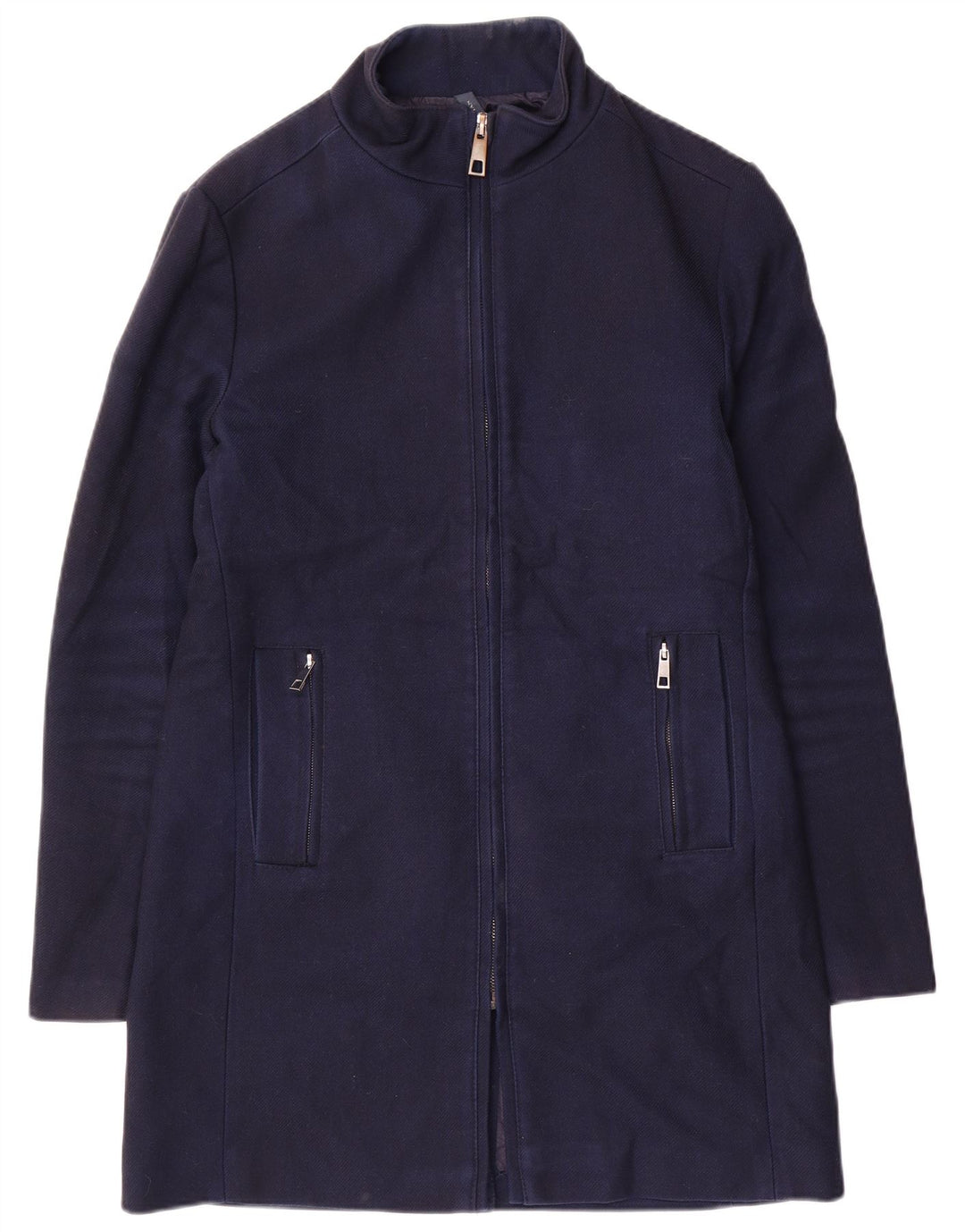 ZARA Herrenmantel UK 40 Large Marineblau Polyester