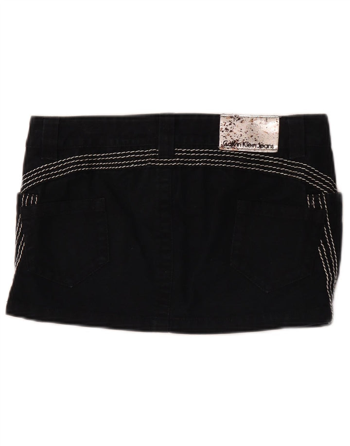 Calvin Klein Damen Mini-Jeansrock W26 Small Schwarz Baumwolle