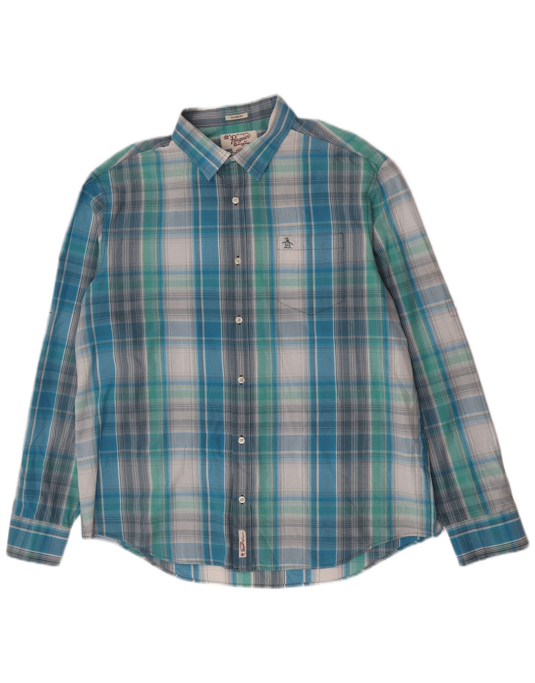 Penguin Herren-Hemd mit klassischer Passform, 2XL, blau kariert