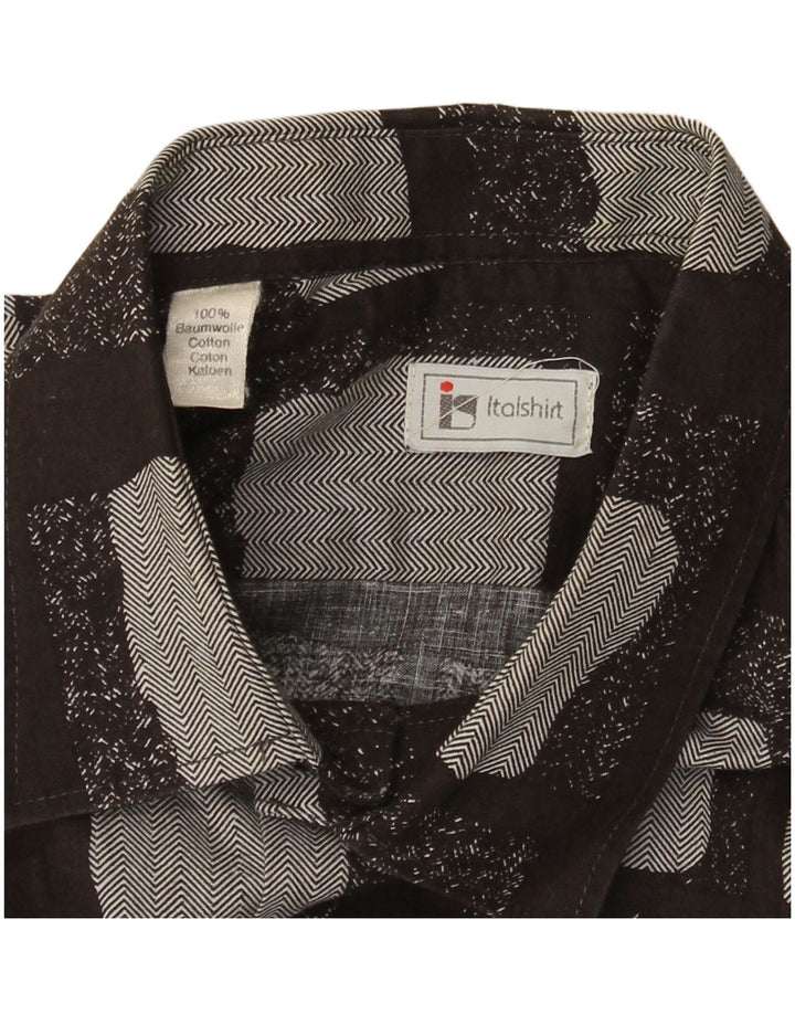 Vintage Herrenhemd Mittelschwarze geometrische Baumwolle