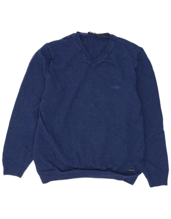 Hugo Boss Jungen-Pullover mit V-Ausschnitt, 11–12 Jahre, Größe L, Marineblau