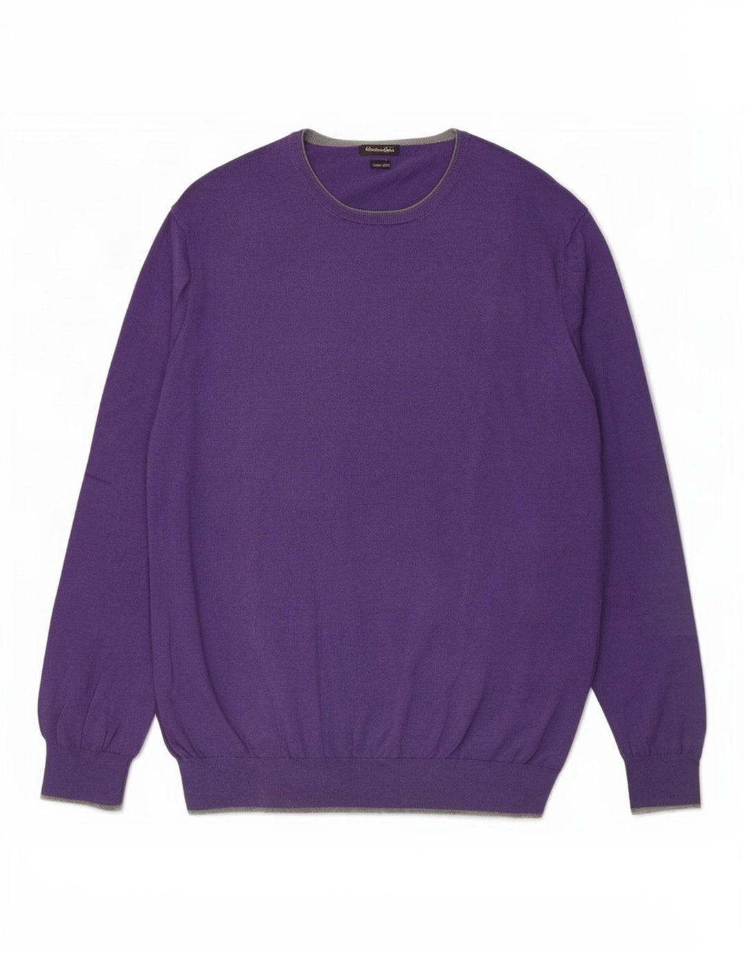 Massimo Dutti Herren-Pullover mit Rundhalsausschnitt, XL, lila Baumwolle