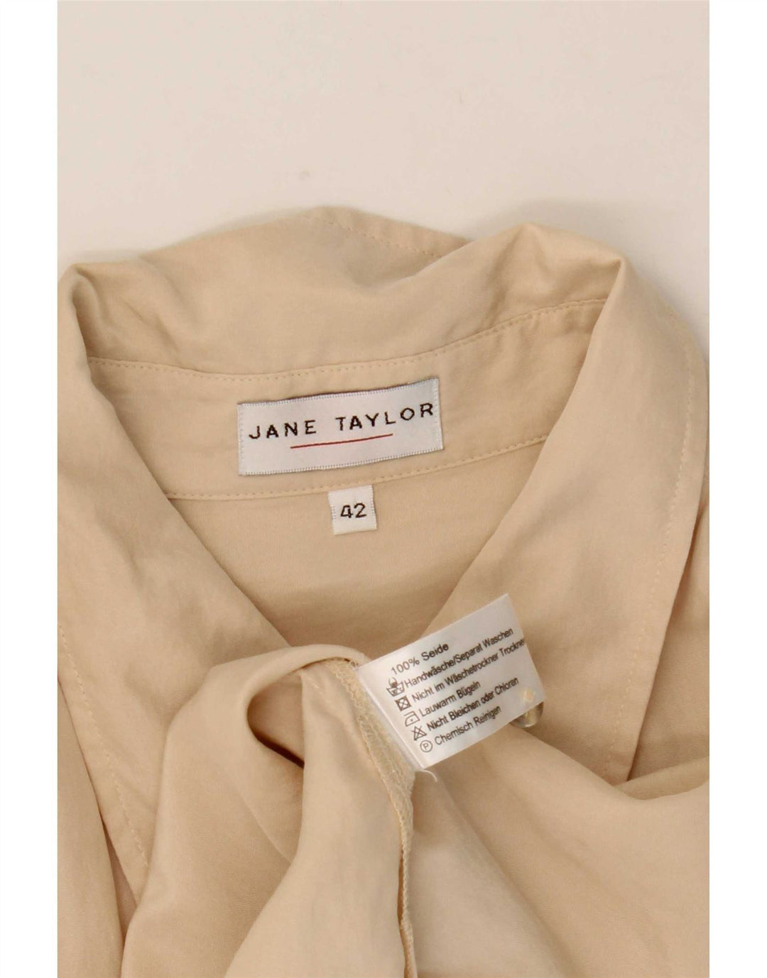 Vintage Damen Hemdbluse IT 48 XL Beige Seide