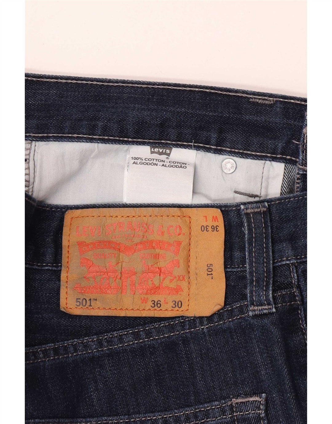 Levi's Herren 501 Straight Jeans W36 L30 Marineblaue Baumwolle