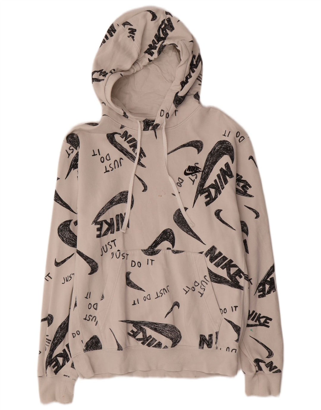 Nike Herren-Kapuzenpullover mit Grafik, Größe S, cremefarbene Baumwolle