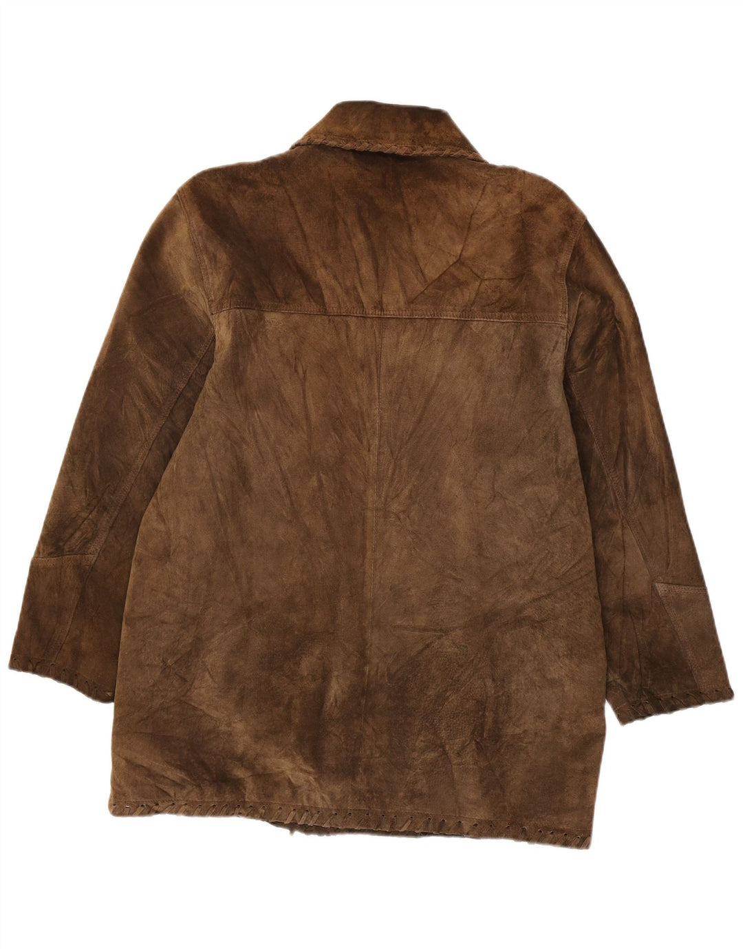 VINTAGE Damen Wildlederjacke UK 16 Großes braunes Leder