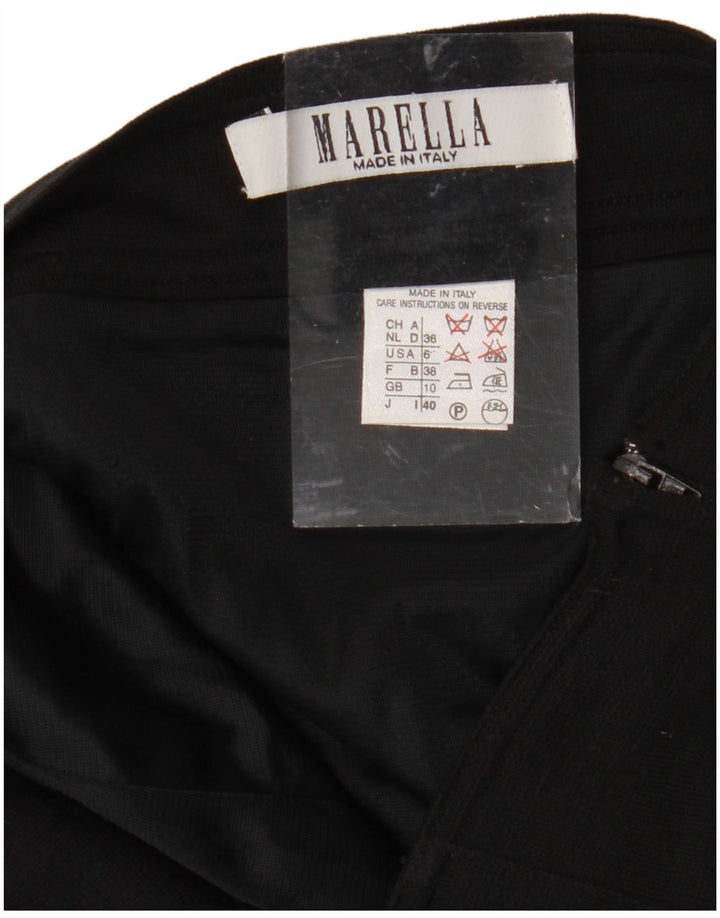 MARELLA Damen Bleistiftrock UK 10 Small W28 Schwarze Wolle