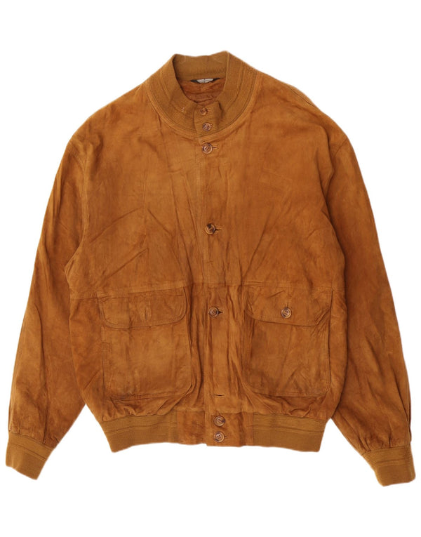 Vintage Herren Wildleder Bomberjacke IT 54 2XL Beige Leder