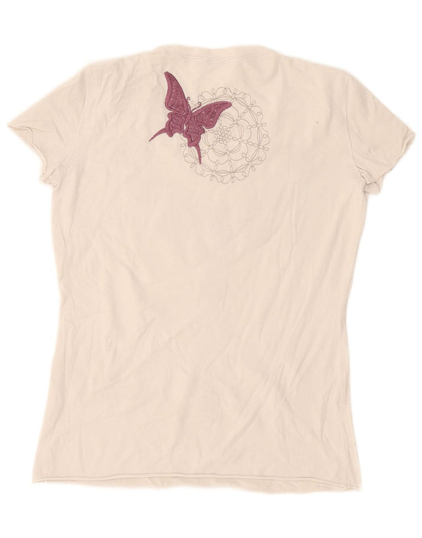 Marella Damen-T-Shirt mit Grafik, UK 44, Größe L, weiß, geblümt, Baumwolle