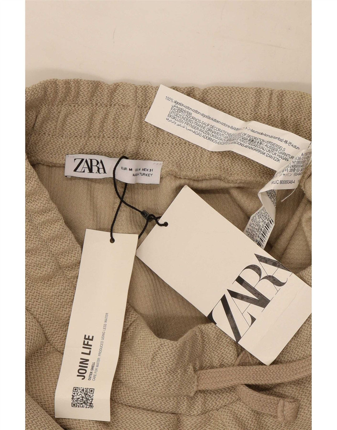 Zara Herren Chinoshorts Medium W31 Beige Baumwolle