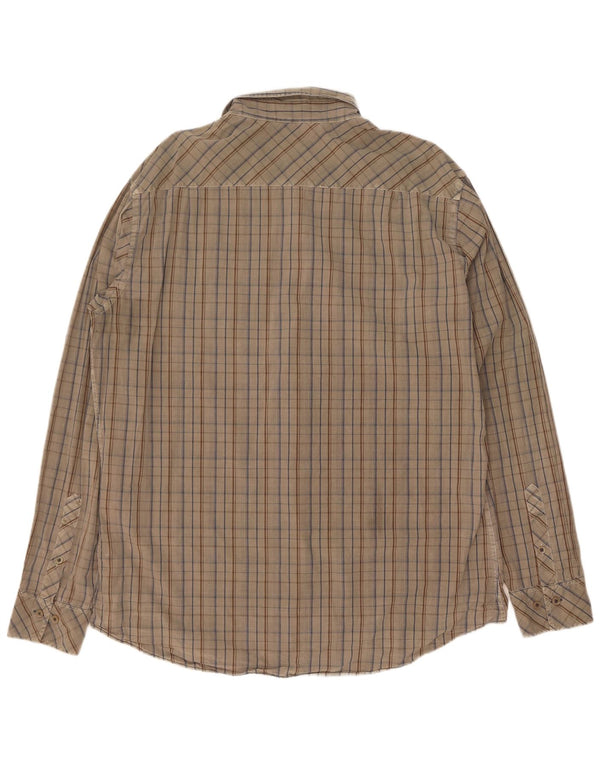 Marlboro Classics Herren-Hemd mit normaler Passform, 2XL, Khaki, kariert, Baumwolle
