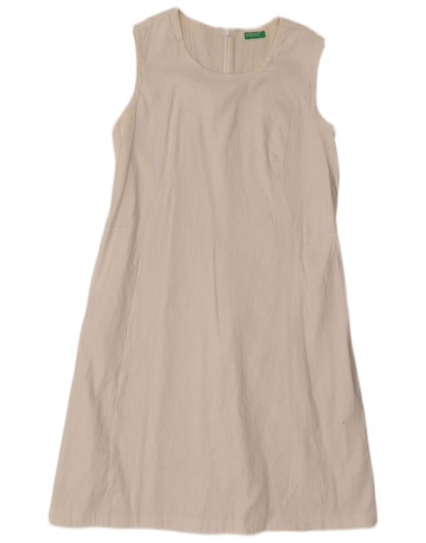 Benetton Damen Ärmelloses A-Linien-Kleid UK 12 Mittelweiß