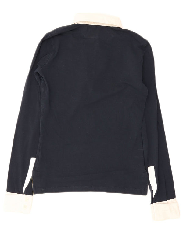 Pirelli Womens Long Sleeve Rugby Polo Shirt UK 6 XS Navy Blue Colourblock