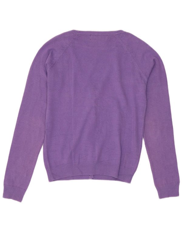 Zara Damen-Cardigan-Pullover UK 10 Small Lila Baumwolle