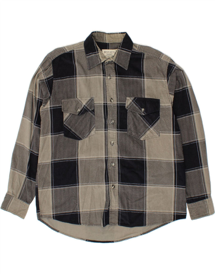 VINTAGE Mens Shirt Medium Grey Check Cotton Vintage Vintage and Second-Hand Vintage from Messina Hembry 