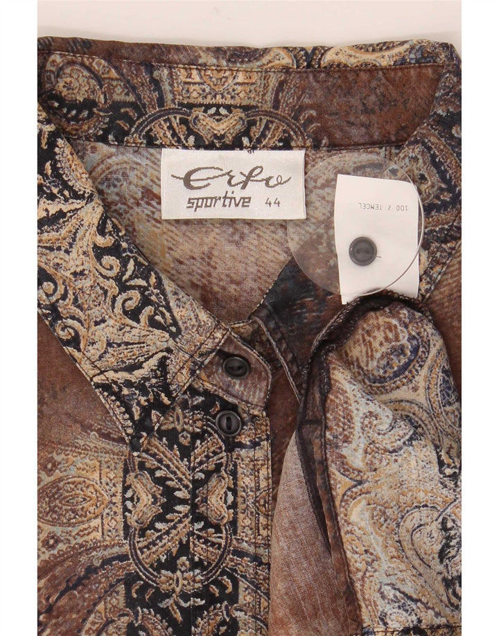 Vintage Damen Übergroßes Hemd IT 44 Mittelbraun Paisley Tencel