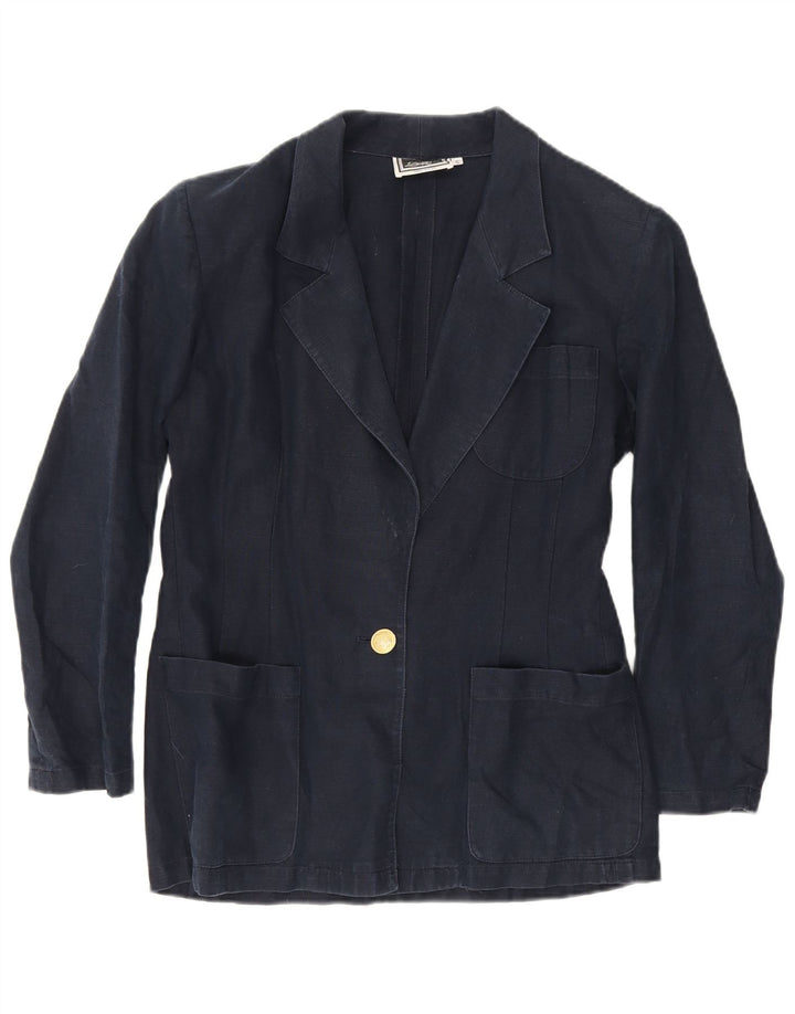 Luisa Spagnoli Damen 1-Knopf-Blazerjacke UK 10 Small Marineblau