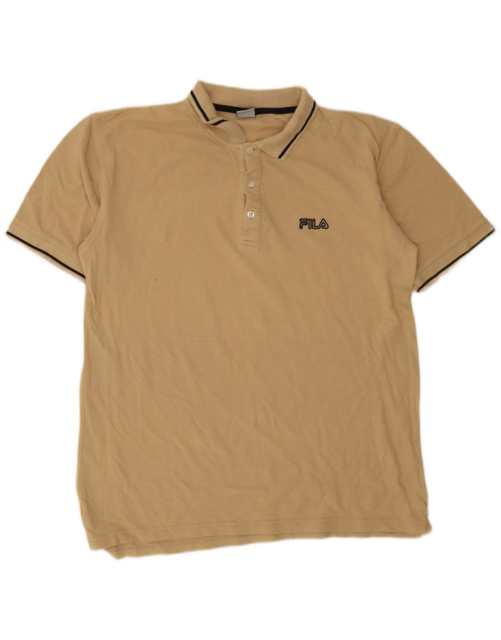 Fila Herren Poloshirt XL Beige gestreift Baumwolle