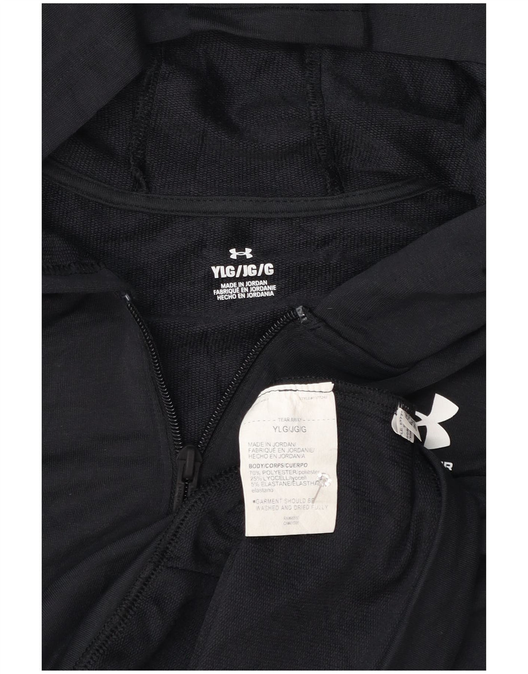 Under Armour Jungen-Kapuzenpullover mit Reißverschluss, 11–12 Jahre, groß, schwarzes Polyester