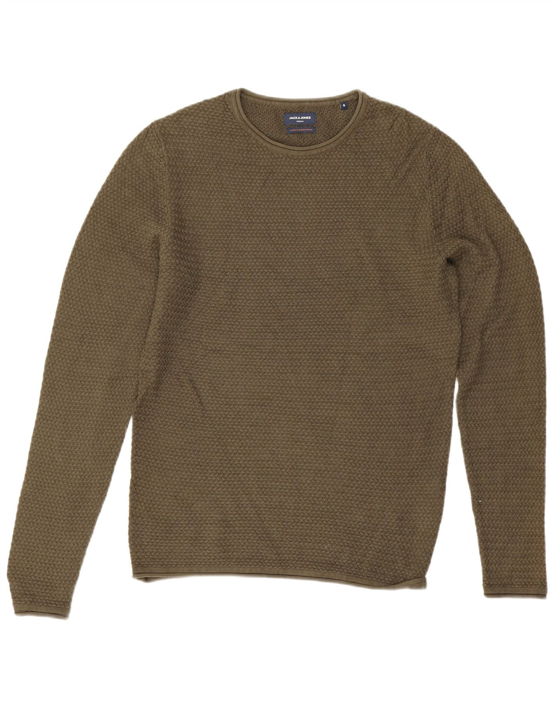 Jack & Jones Herren-Pullover mit Rundhalsausschnitt, Größe S, Khaki, Baumwolle