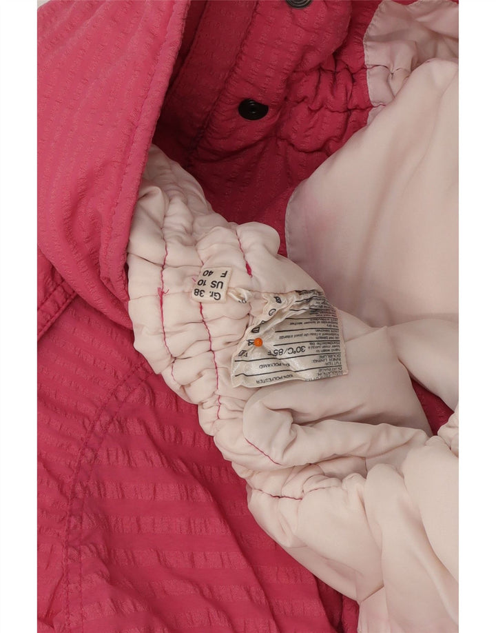 VINTAGE Damen Übergroße gepolsterte Jacke US 10 Großes rosa gestreiftes Polyester