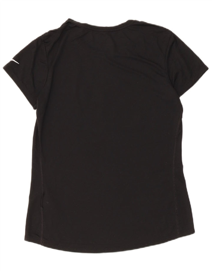 Nike Damen Dri Fit Graphic T-Shirt Top UK 12 Medium Schwarz Polyester