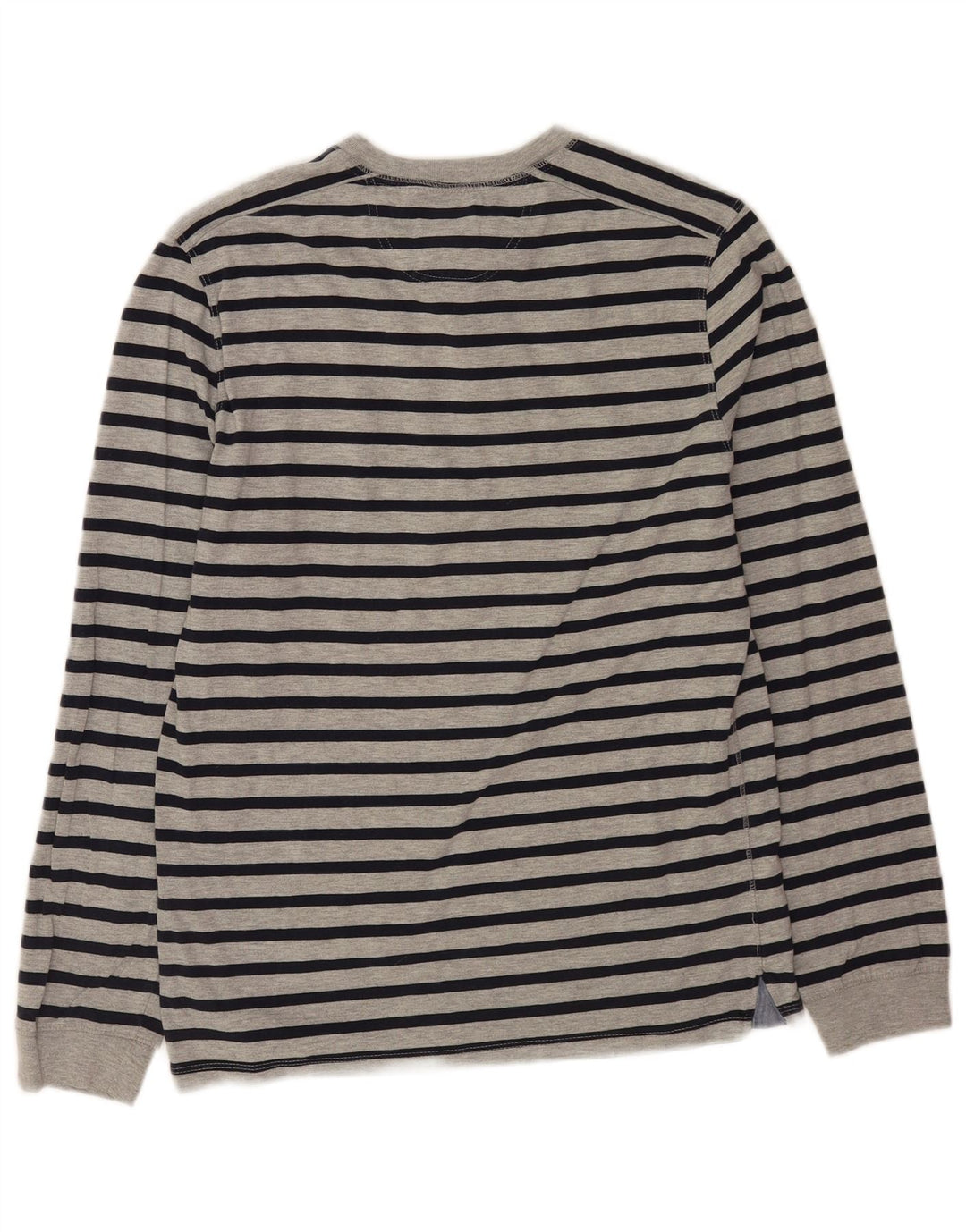 White Stuff Herren-Oberteil, langärmelig, mittelgrau, gestreift, Polyester