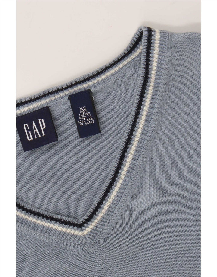 Gap Herren-Pullover mit V-Ausschnitt, XS, blaue Baumwolle