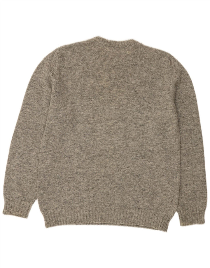 Vintage Herren-Pullover mit Rundhalsausschnitt, mittelgrau meliert