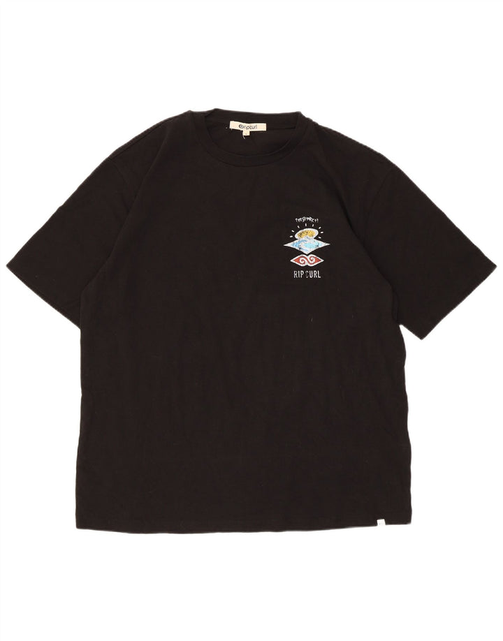 Rip Curl Herren-T-Shirt mit Grafik, groß, aus schwarzer Baumwolle
