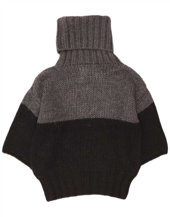 Benetton Damen-Pullover mit Rollkragen und Fledermausärmeln, Gr. 10, Schwarz