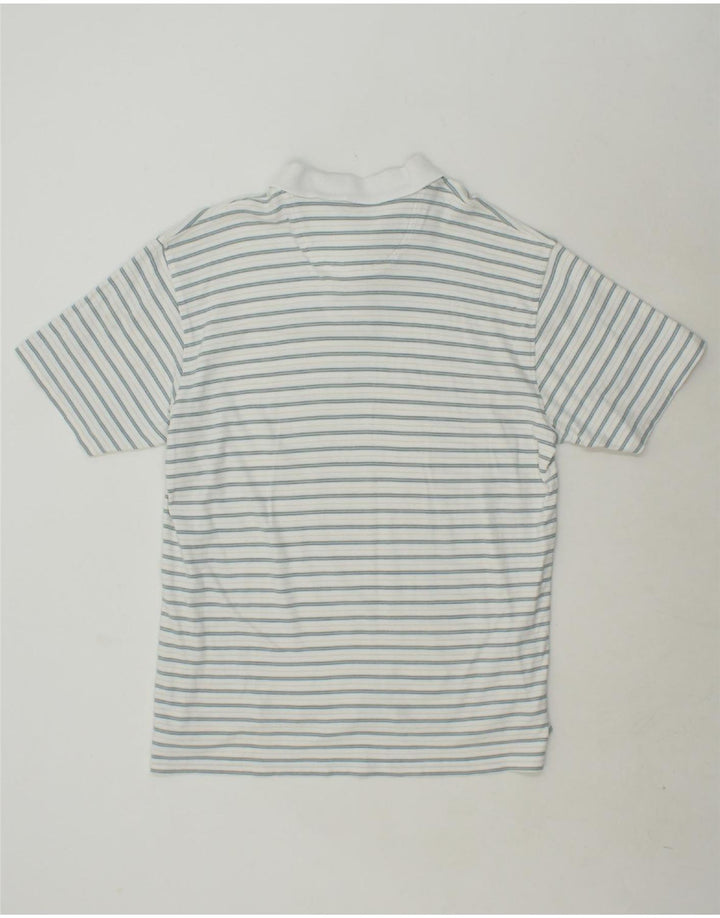 IZOD Mens Polo Shirt 2XL White Striped Cotton Vintage Izod and Second-Hand Izod from Messina Hembry 