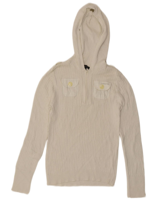 CALVIN KLEIN JEANS Damen Kapuzenpullover UK 18 XL Weiße Baumwolle