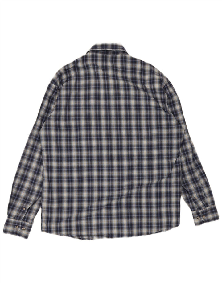 Wrangler Herren-Hemd aus mittelblauer Baumwolle mit Karomuster in Marineblau