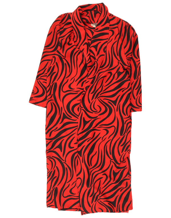 Vintage Damen Übergroßes Robenkleid mit 3/4-Ärmeln, UK 10, kleiner roter Tierdruck
