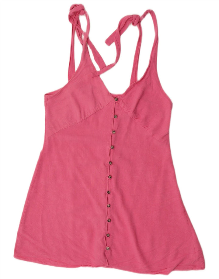 Topshop Ärmelloses Damen-Blusenoberteil UK 12 Mittelrosa Viskose
