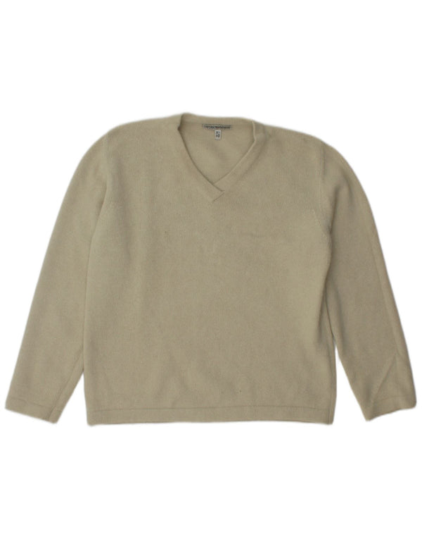 Emporio Armani Damen Pullover mit V-Ausschnitt IT 44 Medium Beige Acryl