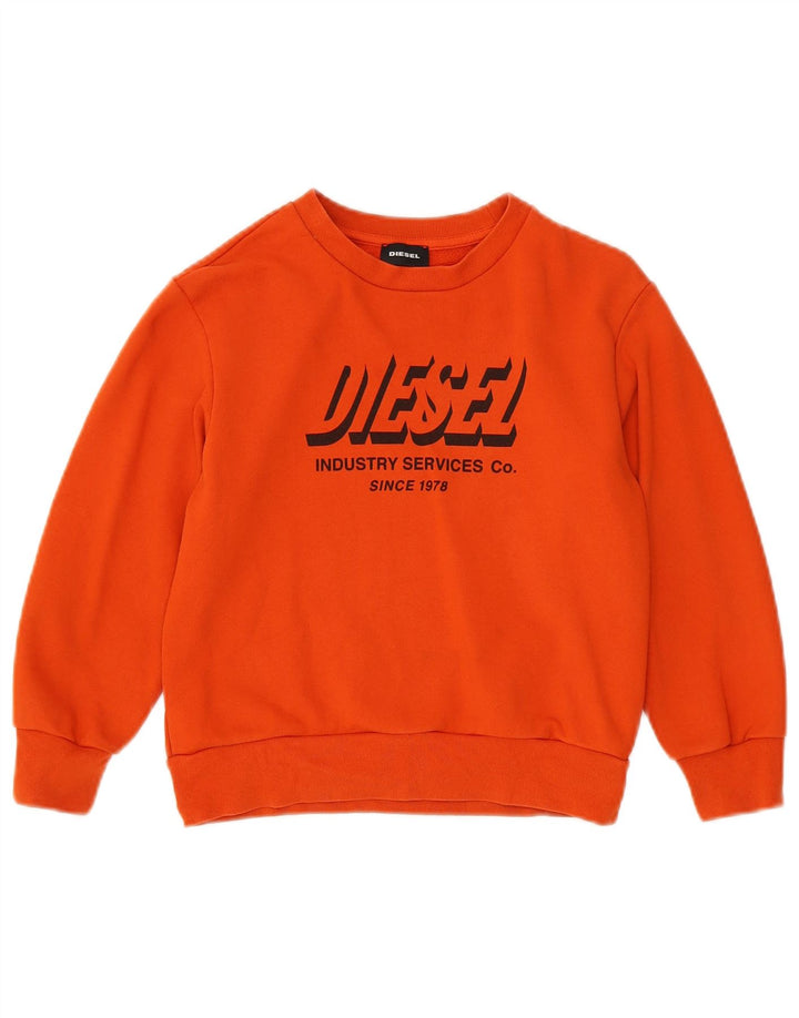 Diesel Jungen-Sweatshirt mit Grafik, 7–8 Jahre, orange Baumwolle