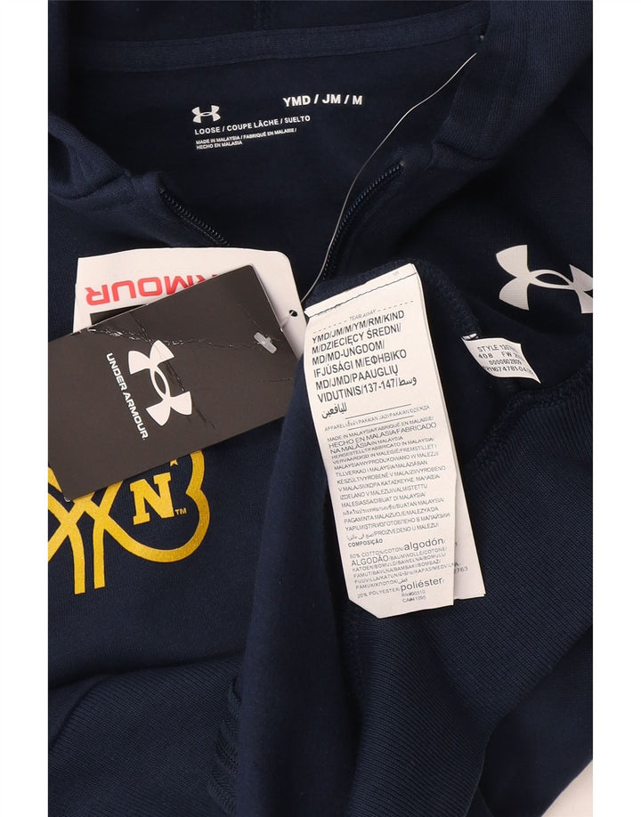 Under Armour Jungen-Kapuzenpullover mit grafischem Reißverschluss, 9–10 Jahre, mittleres Marineblau