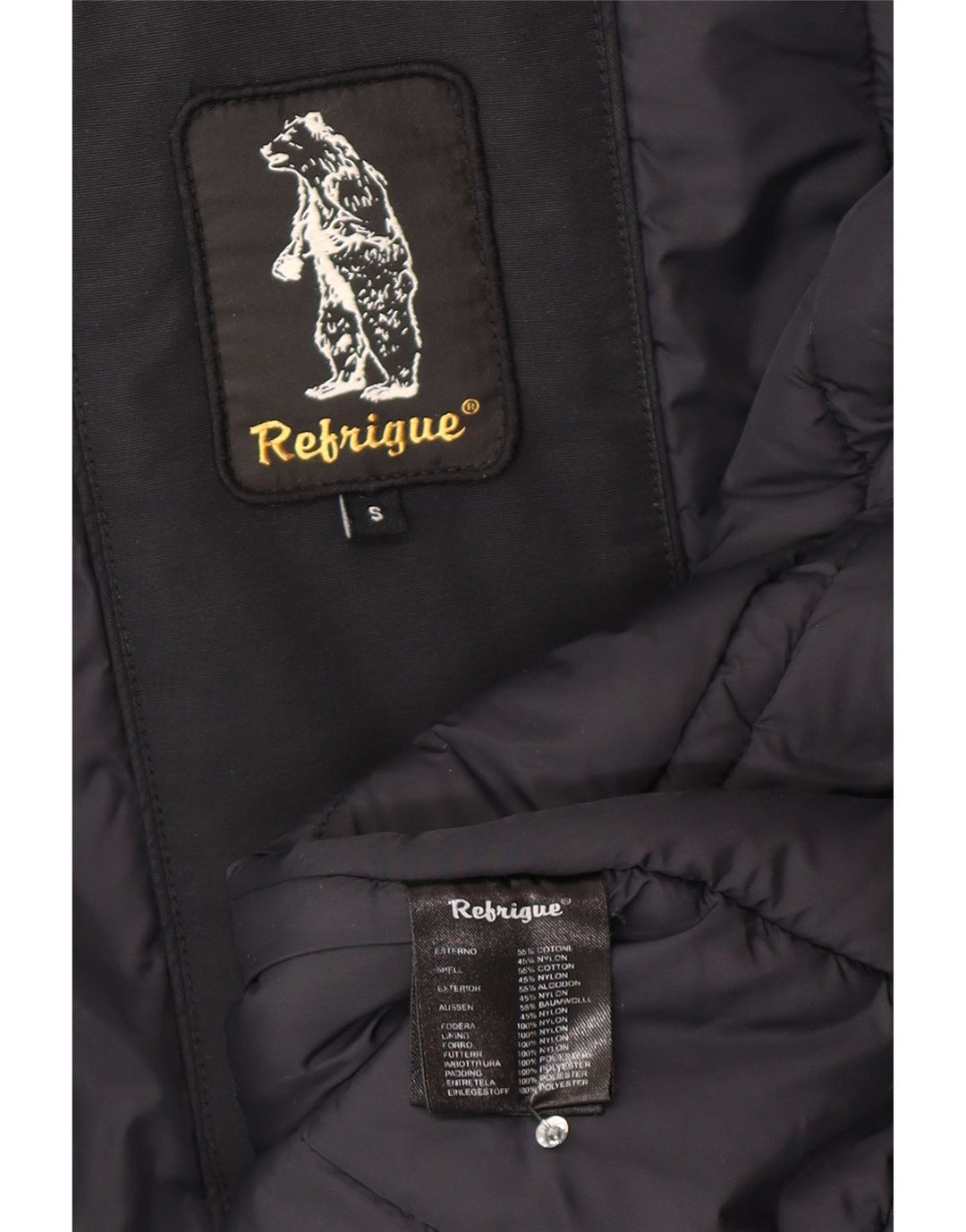 Refrigue Damen-Parka mit Kapuze, UK 10, Größe S, Schwarz, Baumwolle
