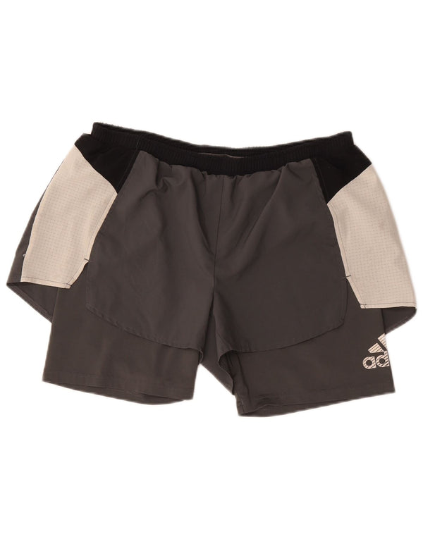 Adidas Damen Aeroready Sport Shorts UK 16/18 Large Grau Colourblock