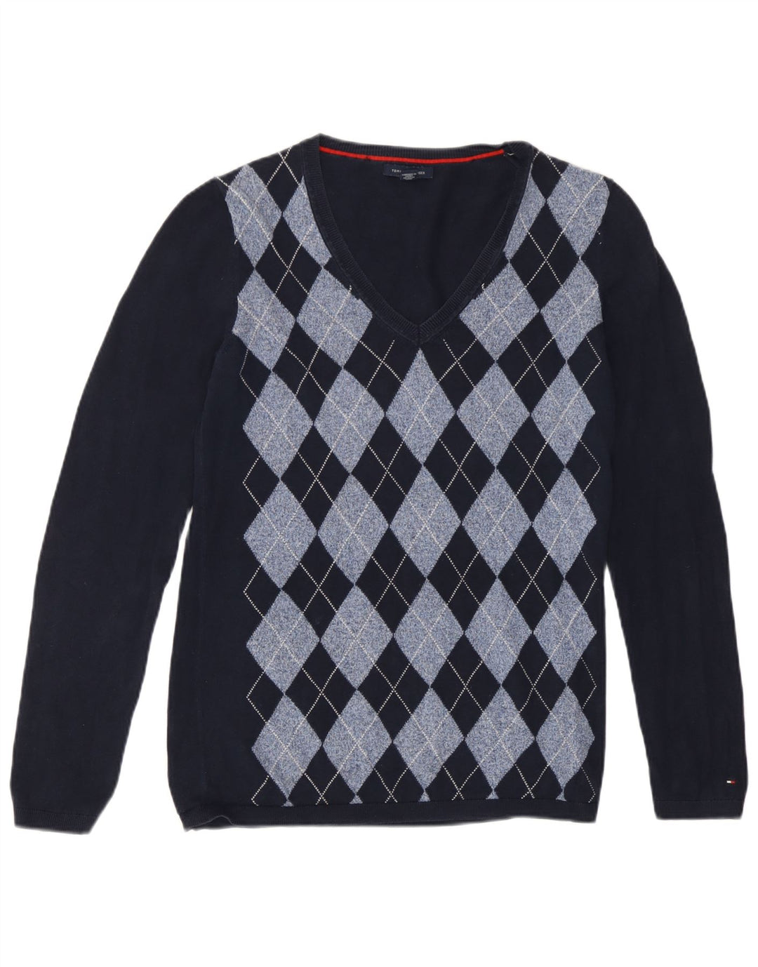 Tommy Hilfiger Damen-Pullover mit V-Ausschnitt, Gr. 12, mittleres Marineblau