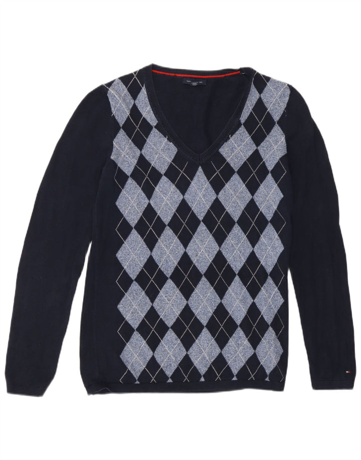 Tommy Hilfiger Damen-Pullover mit V-Ausschnitt, Gr. 12, mittleres Marineblau