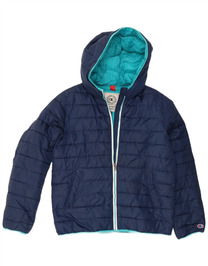 Champion Wattierte Jacke mit Kapuze für Jungen, 13–14 Jahre, XL, Marineblau, Polyester