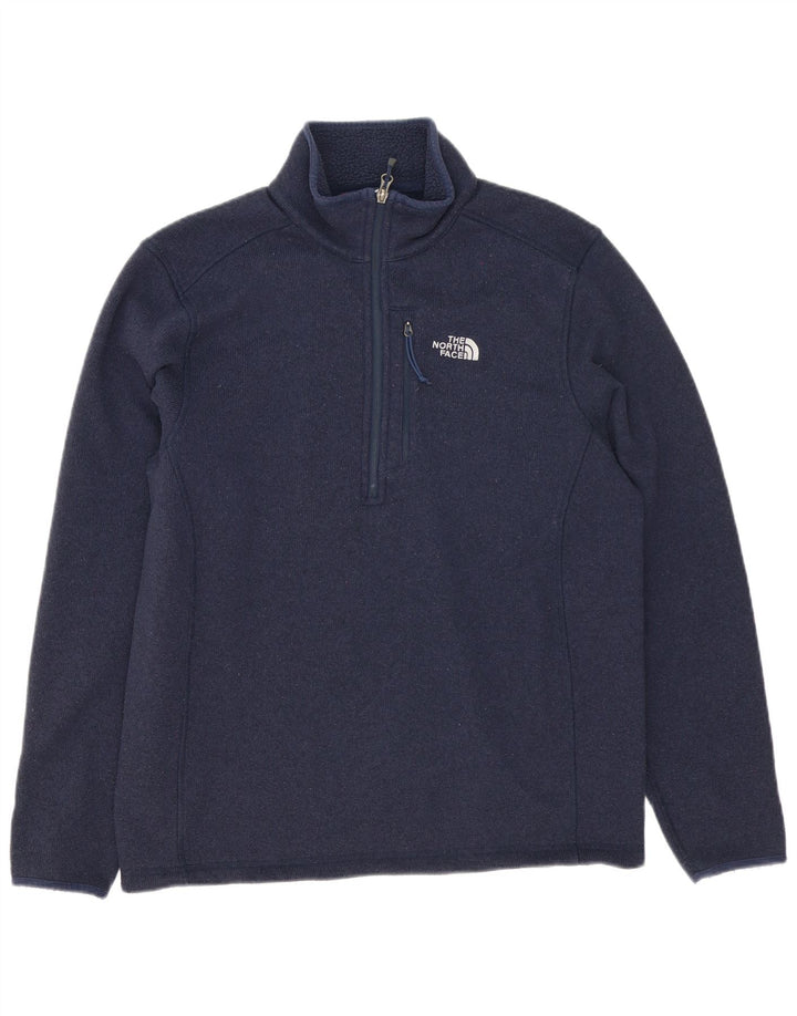 The North Face Herren-Pullover mit Reißverschluss am Hals, mittelblaues Polyester