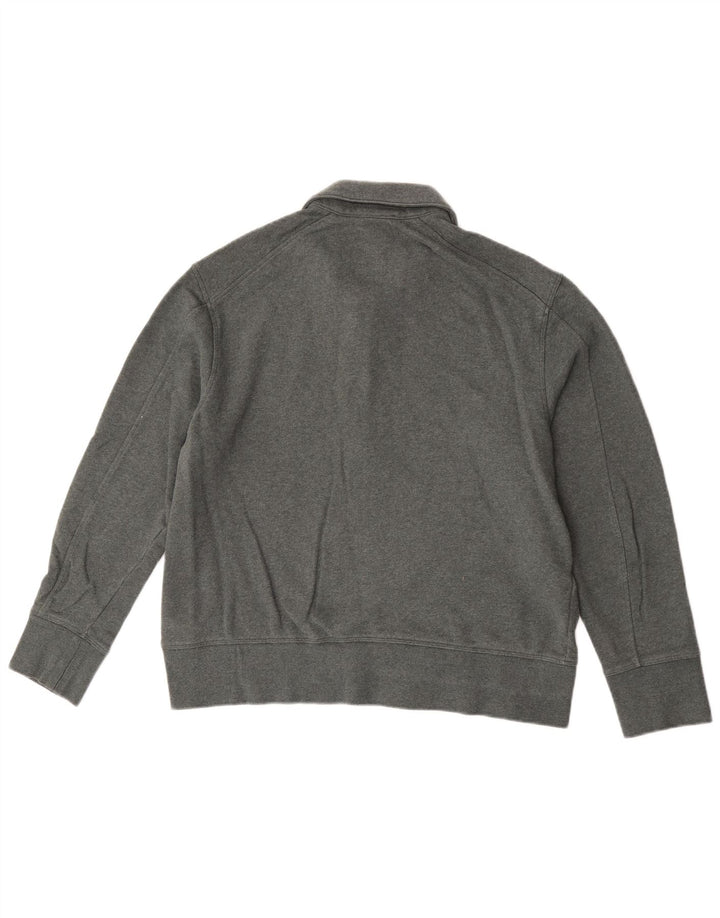 Cos entspannter Herren-Sweatshirtpullover mit Reißverschluss am Hals, mittelgrüne Baumwolle