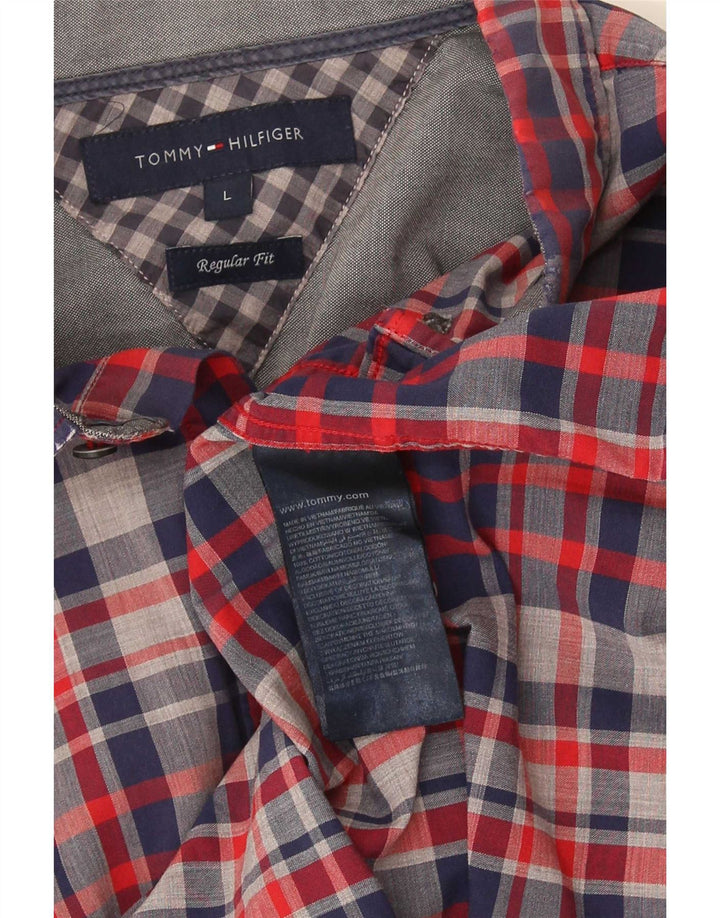 Tommy Hilfiger Herren-Hemd mit normaler Passform, groß, blau kariert, Baumwolle