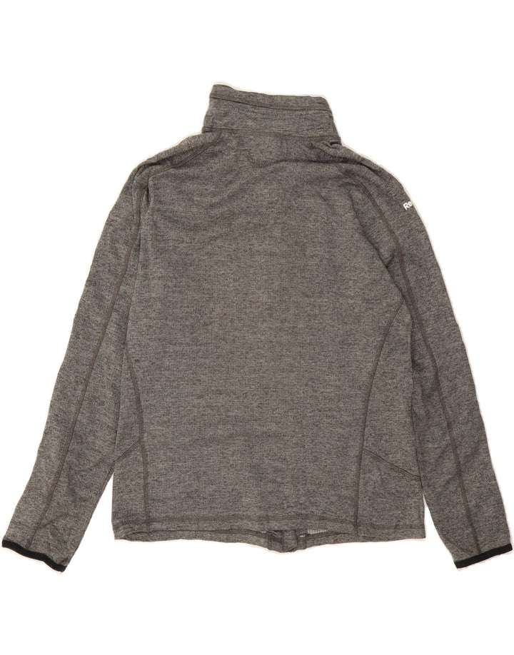 REEBOK Womens Graphic Tracksuit Top Jacket UK 14 Large Grey Flecked Vintage Reebok and Second-Hand Reebok from Messina Hembry 